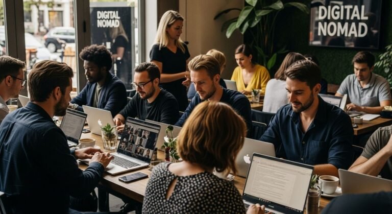 digital nomad cafe workspace